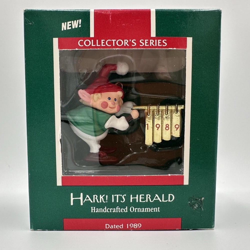 Vintage 1989 Hallmark Hark! It's Herald Keepsake Ornament Elf First‎ Series Tree